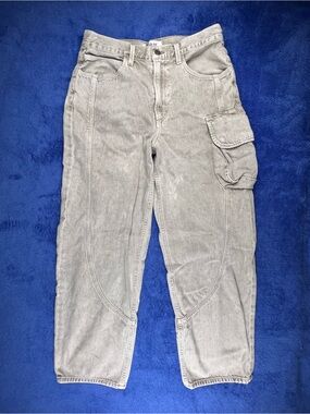 Agolde Cass Baggy Cargo Barrel Jeans Womens Size 27 Beige Wash Wide Leg Organic